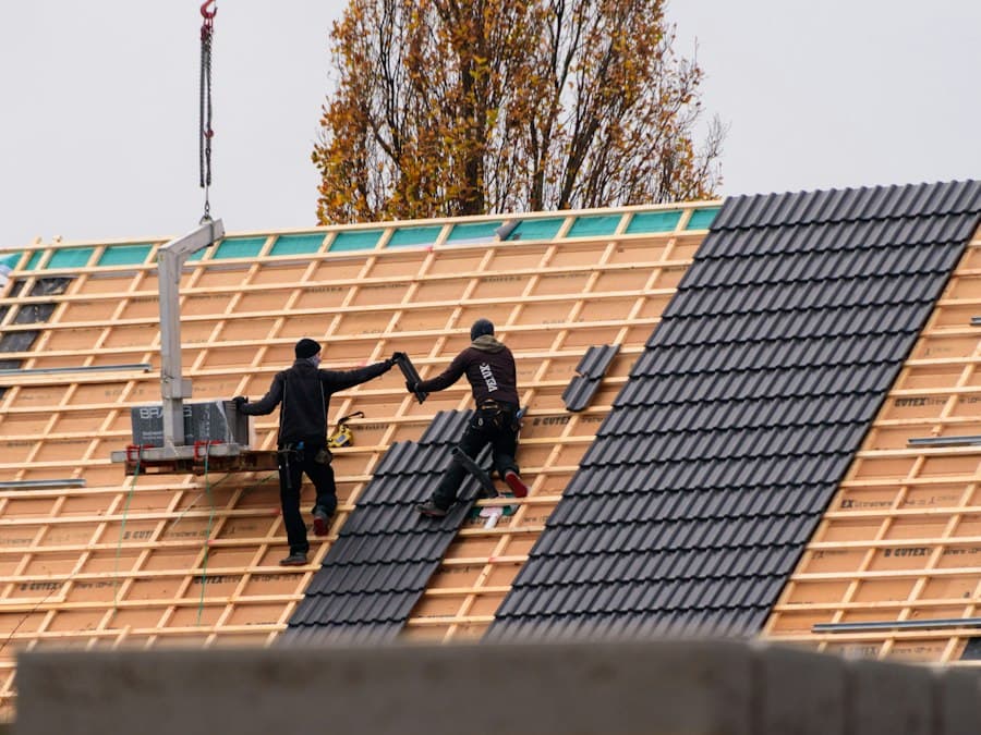 Roofers at work