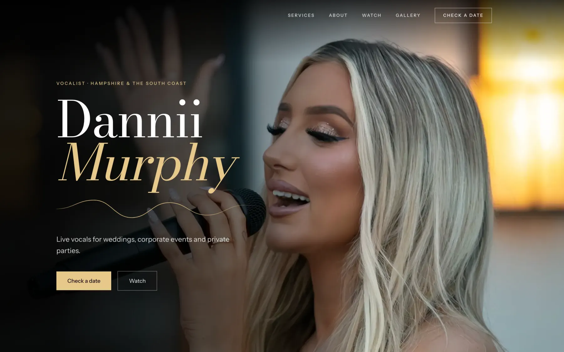The Dannii Murphy website on a desktop