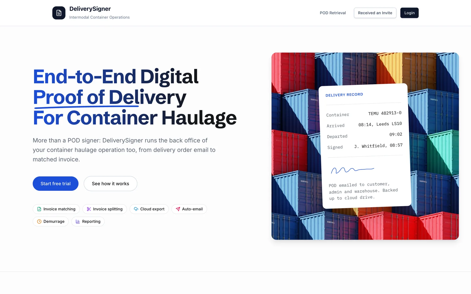 The DeliverySigner website on a desktop