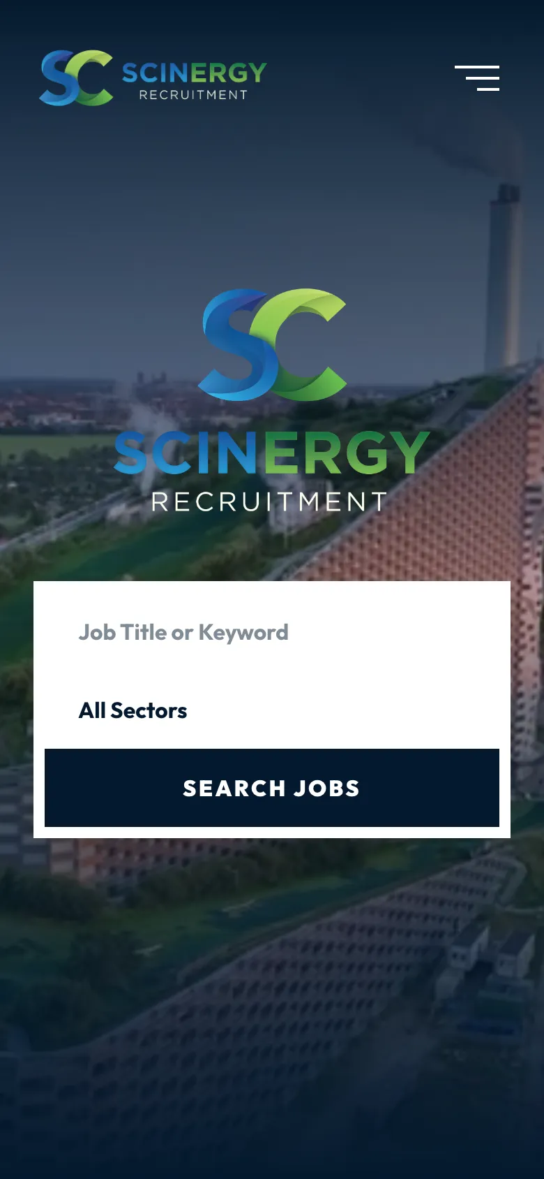 The new Scinergy Recruitment website on a phone